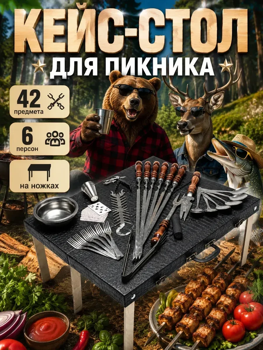 Кейс-стол «Трансформер», 42 предмета